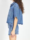 cropped denim shirt