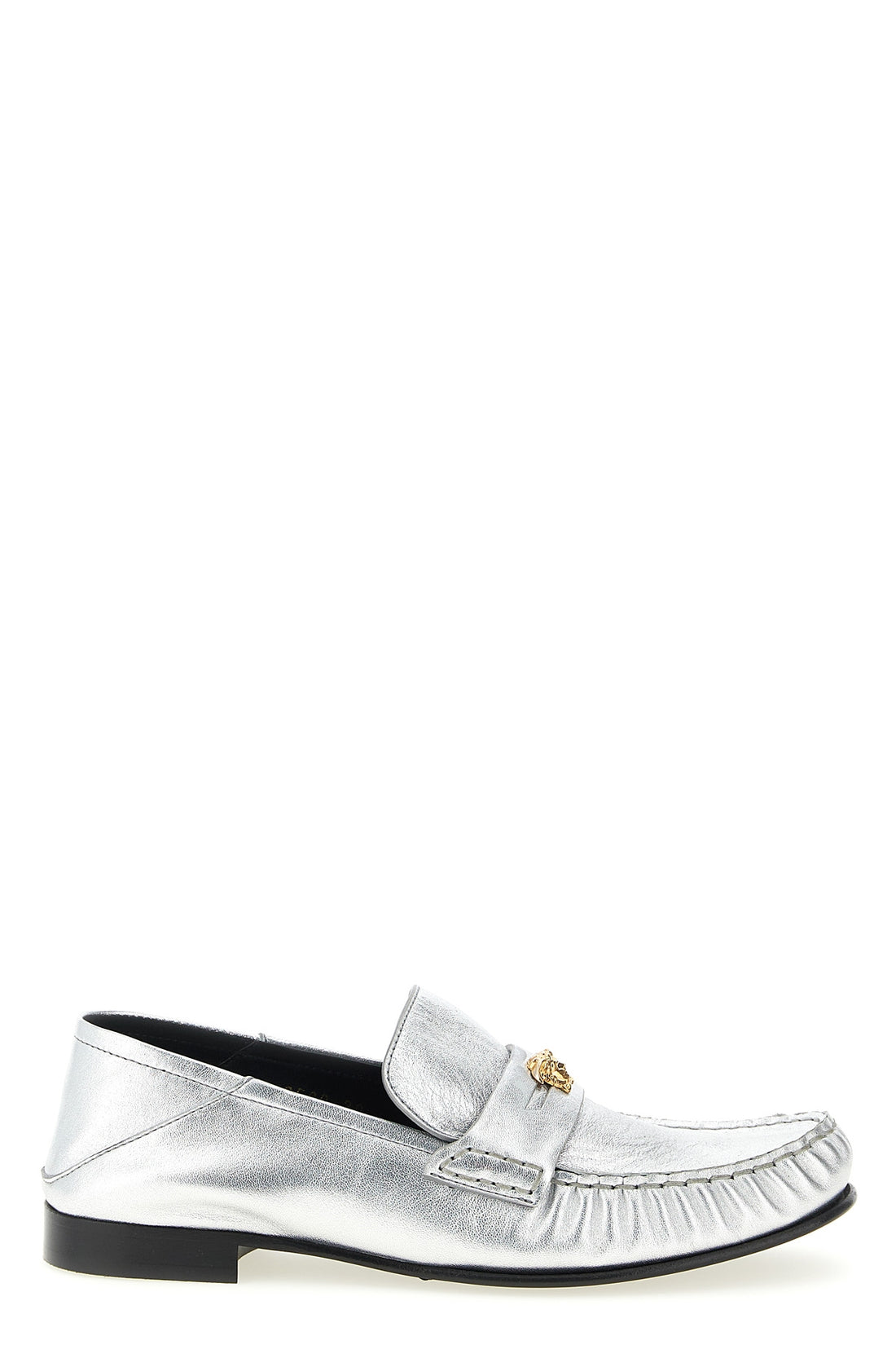 VERSACE 36 laminated nappa leather loafers
