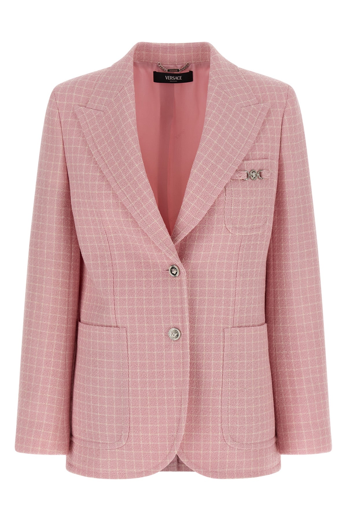 check knit wool crêpe blazer