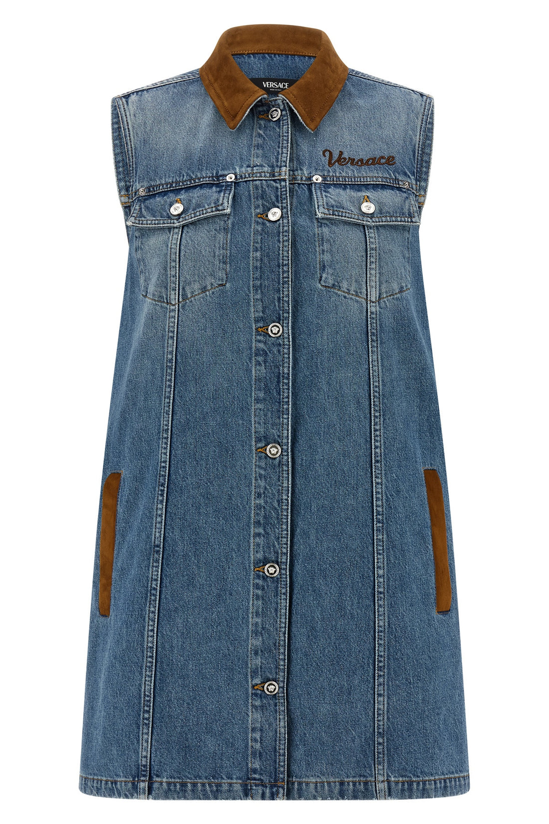 VERSACE 38 cotton denim mini dress