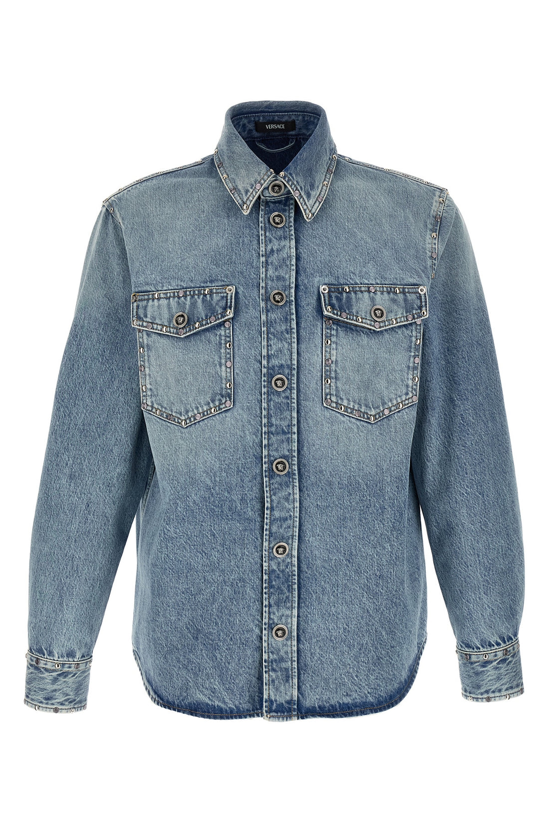 VERSACE 50 stonewashed cotton denim shirt