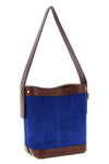 small pivot bucket bag in suede and contrasting smooth leather