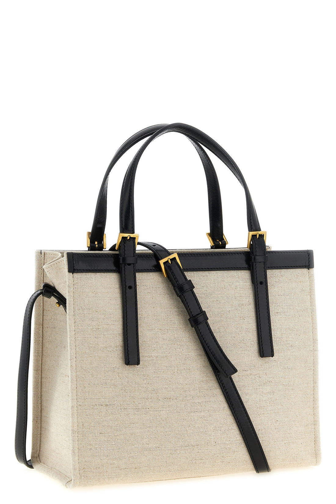 VERSACE OS medium rivière shopping bag in linen and cotton canvas