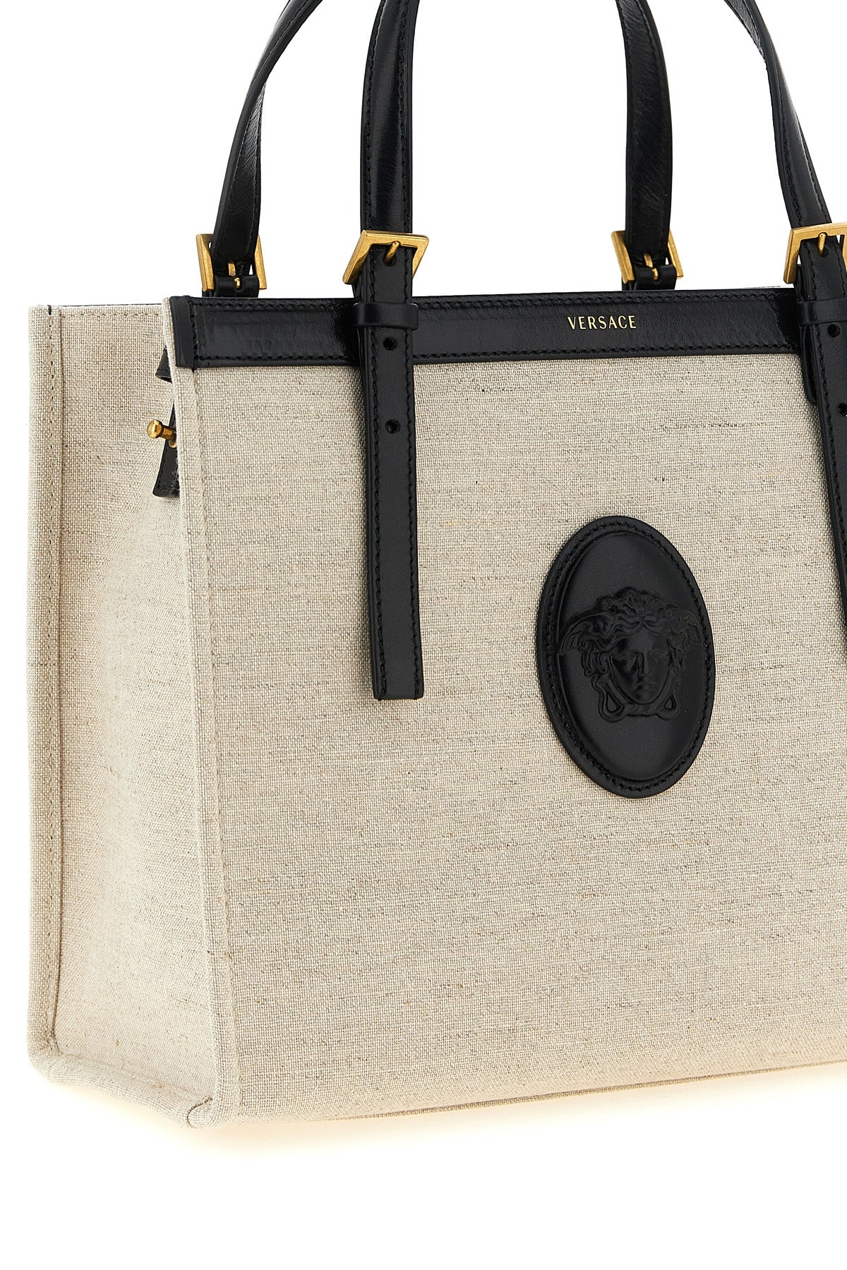 medium rivière shopping bag in linen and cotton canvas