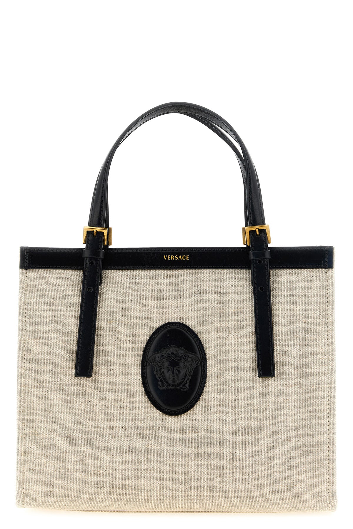 medium rivière shopping bag in linen and cotton canvas