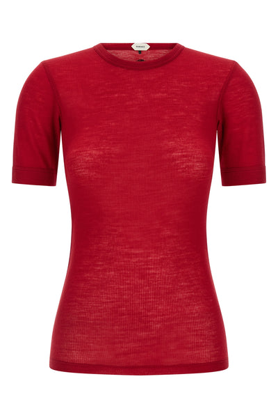 ribbed stretch virgin wool t-shirt