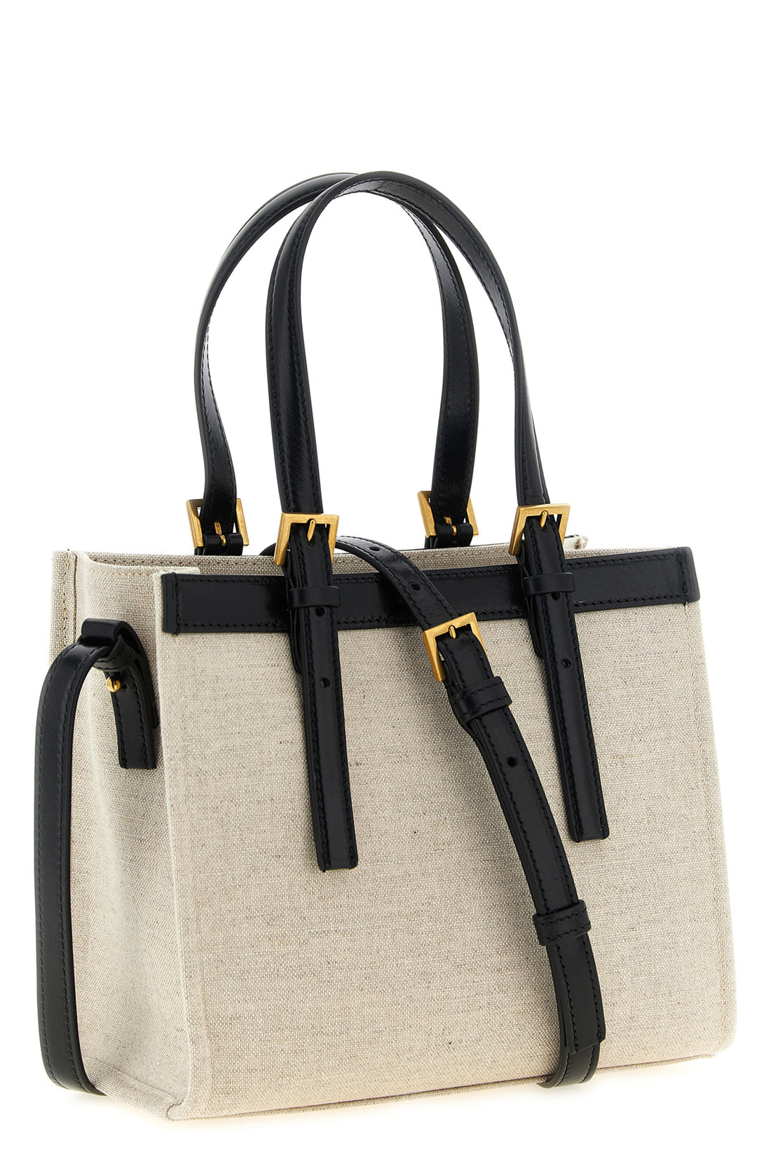 VERSACE OS rivière mini shopping bag in linen and cotton canvas