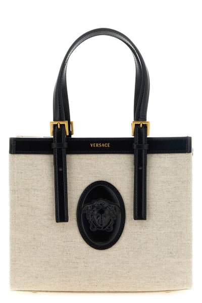 rivière mini shopping bag in linen and cotton canvas