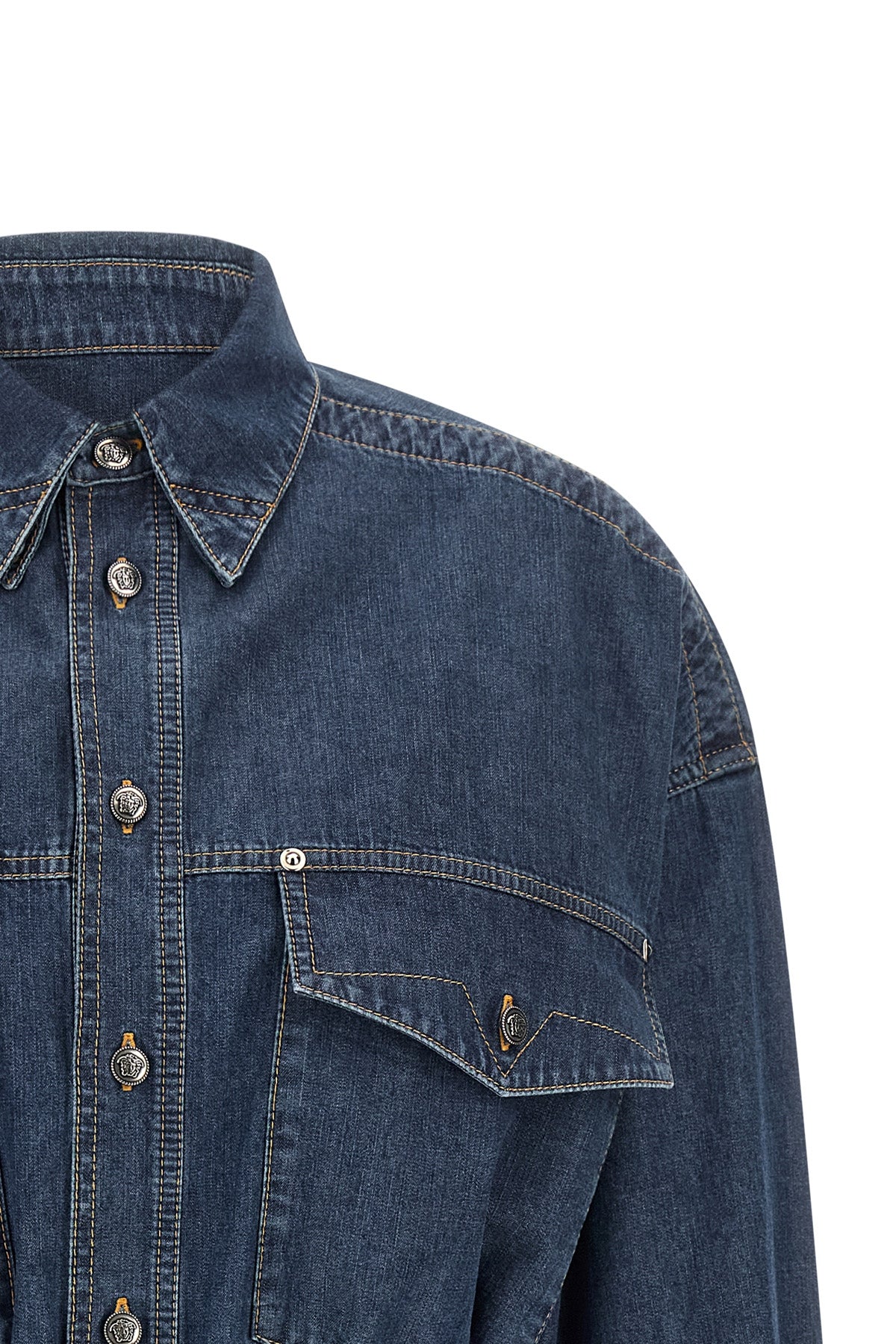 versaces chemisier dress redefines the codes of casualwear through impeccable c