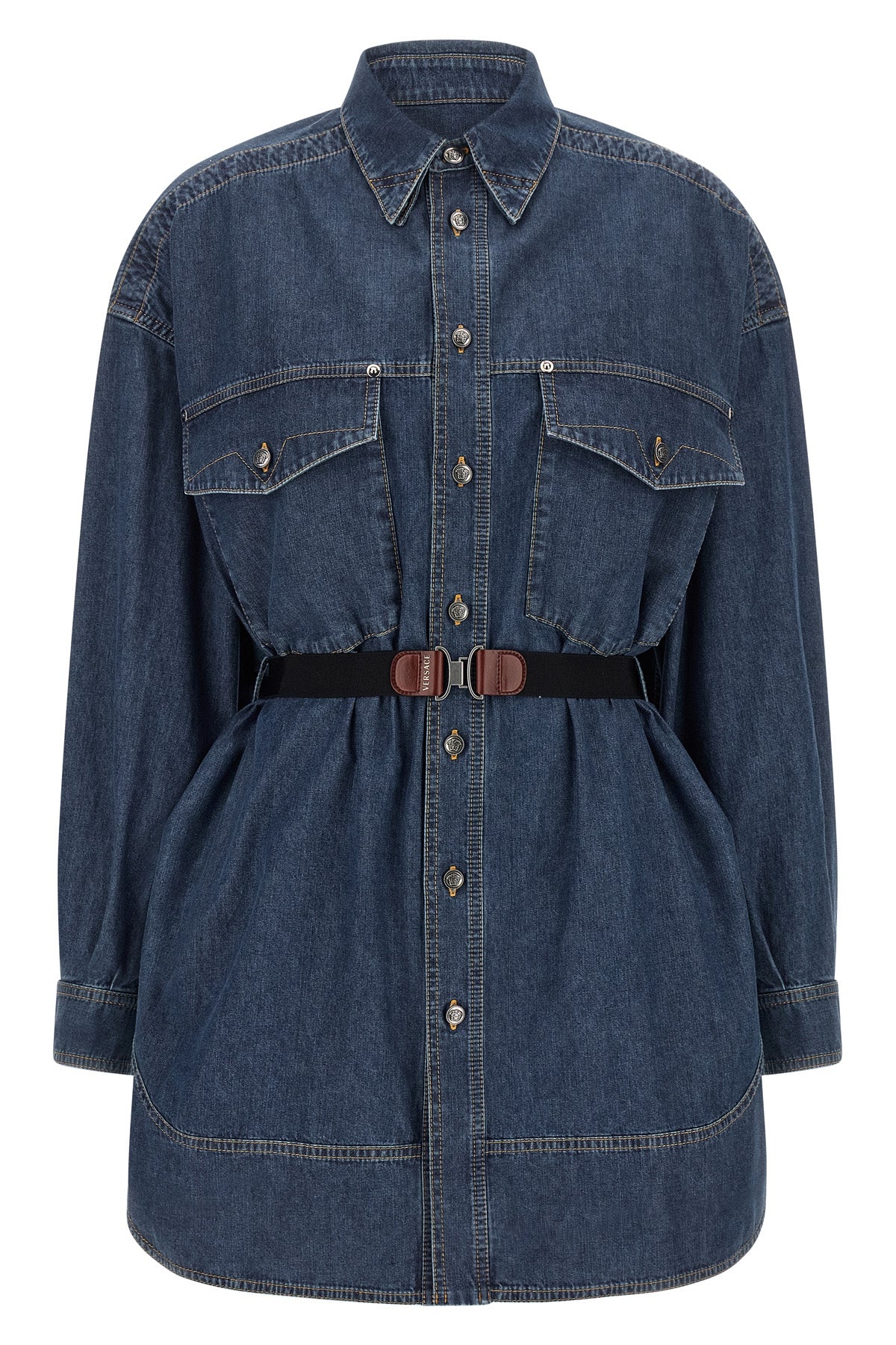 versaces chemisier dress redefines the codes of casualwear through impeccable c