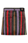 washed striped cotton denim mini skirt