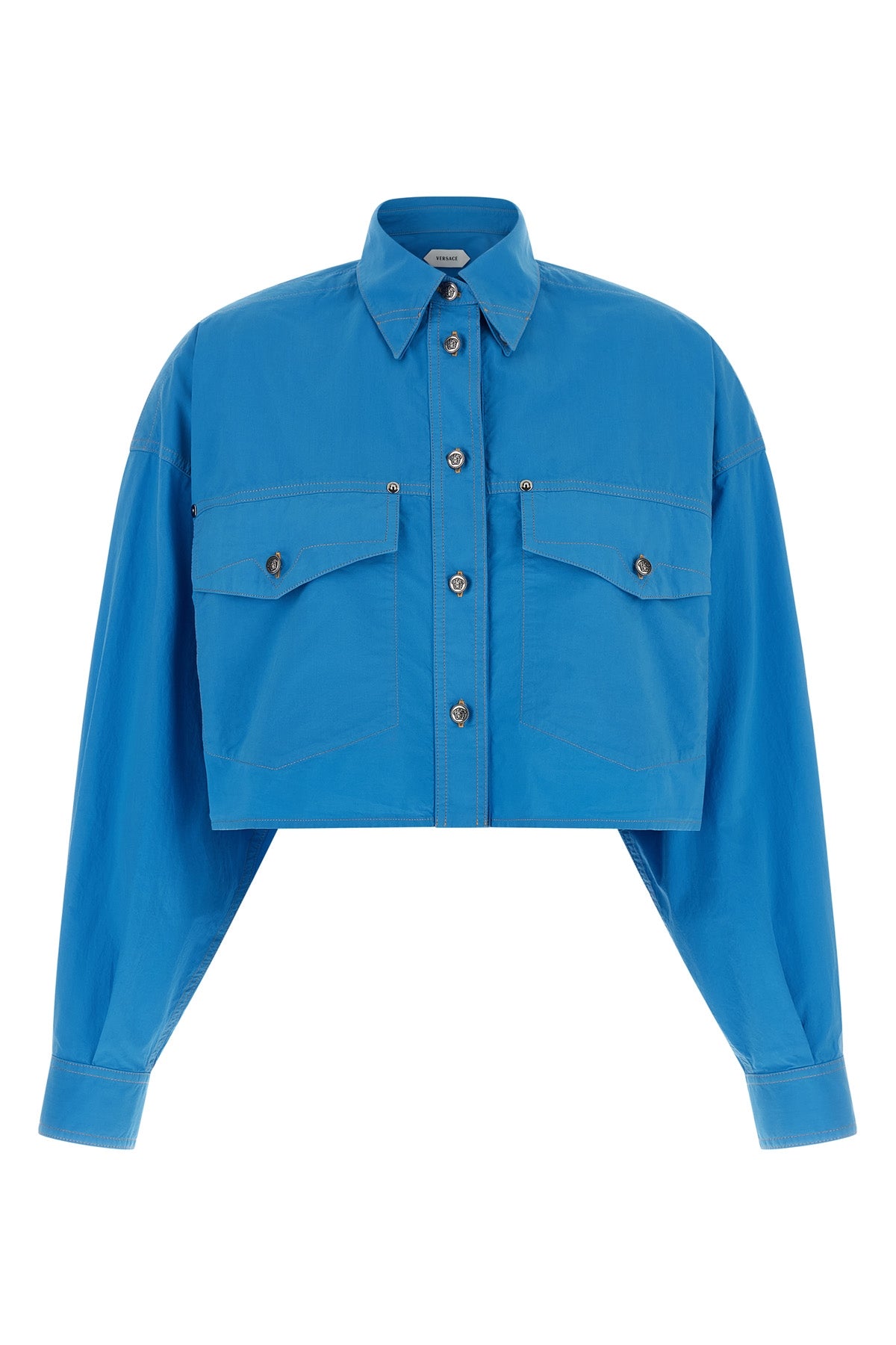 the versace cropped shirt redefines informal tailoring through a shortened and p
