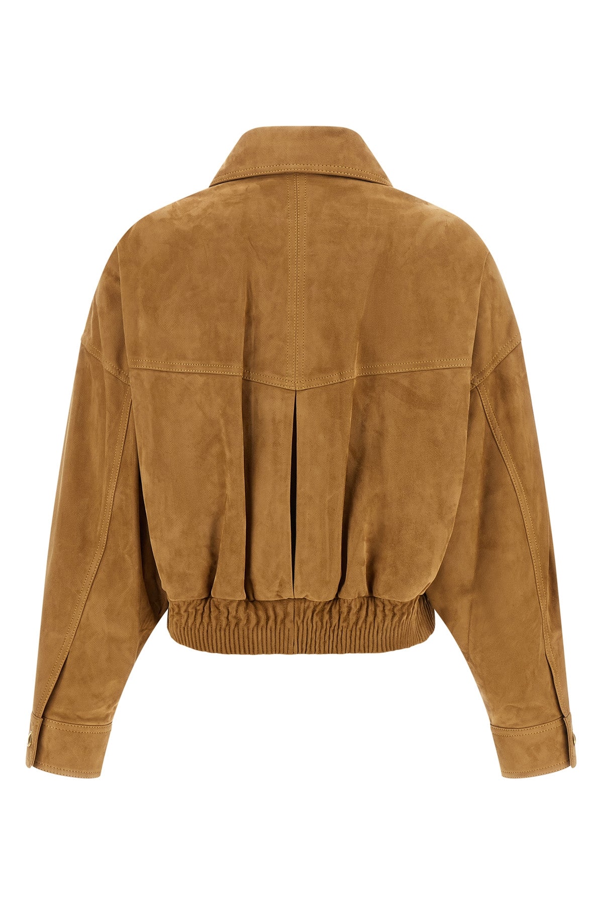 the versace blouson in fine suede lambskin redefines the volumes of the outerwea