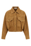 the versace blouson in fine suede lambskin redefines the volumes of the outerwea