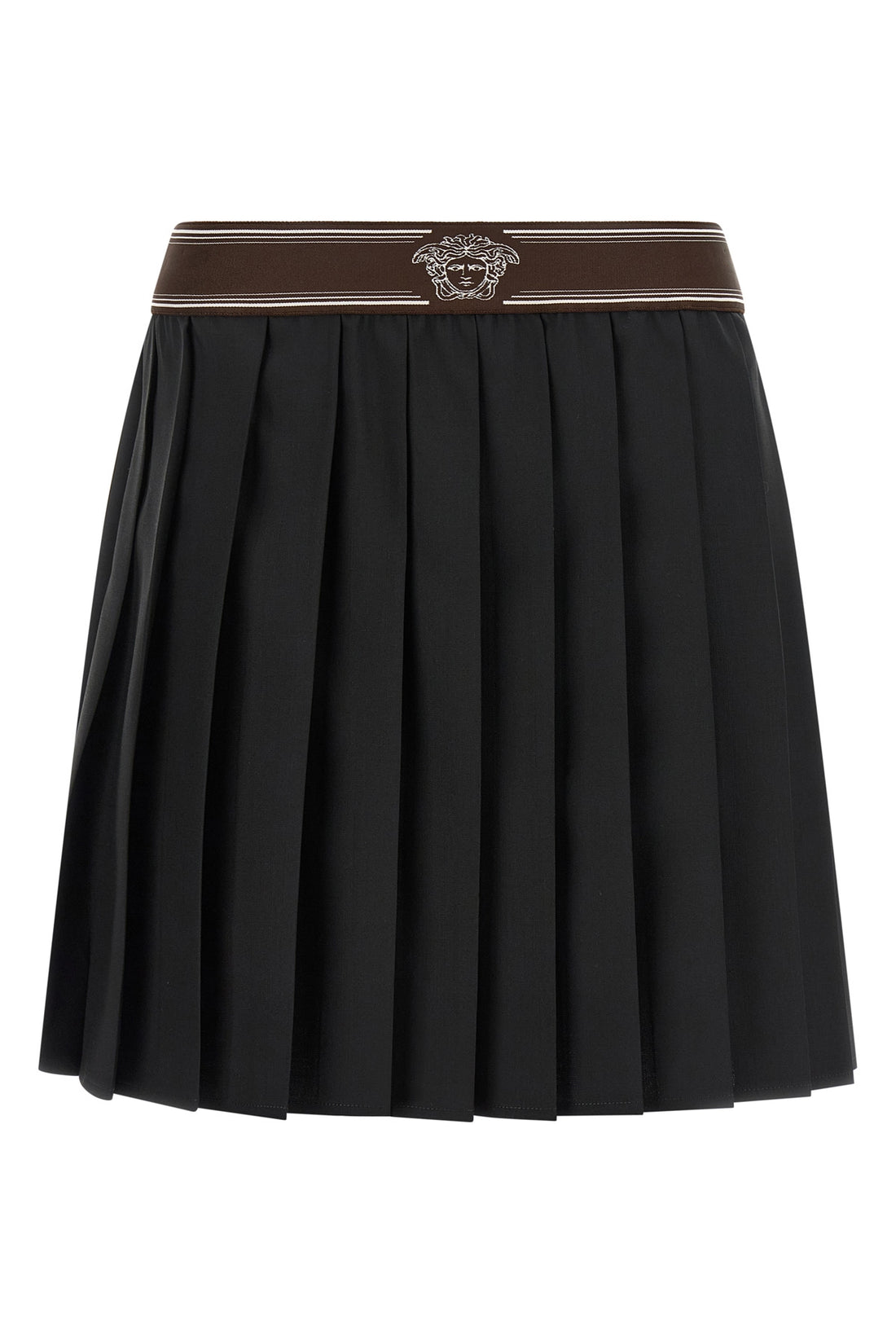 VERSACE 38 the versace pleated mini skirt exemplifies sartorial precision through its struc