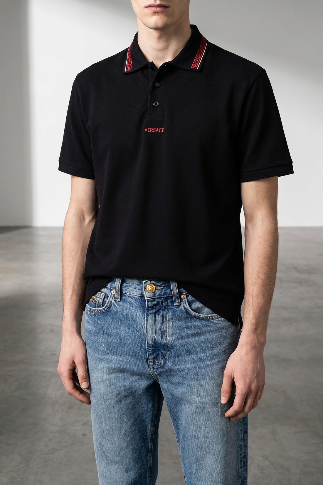 VERSACE L cotton piqué polo shirt