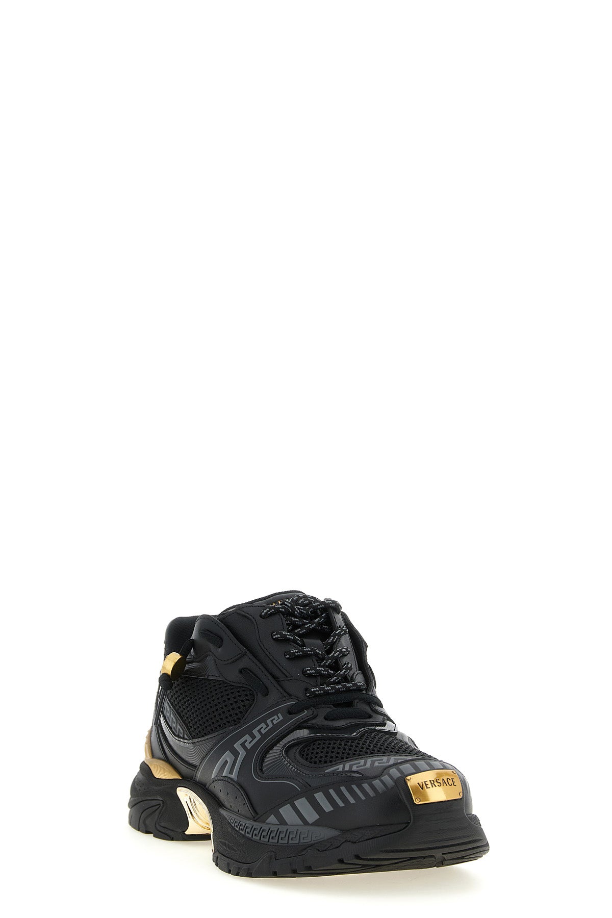 versace calf leather and technical fabric sneakers