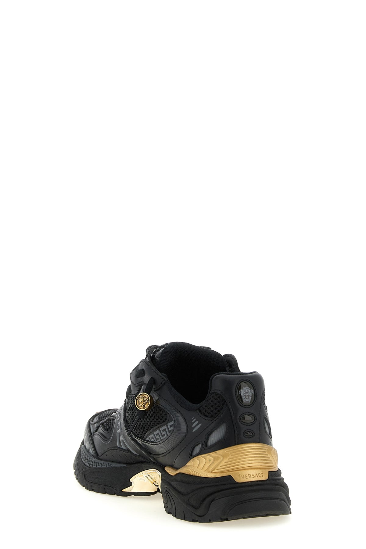 versace calf leather and technical fabric sneakers