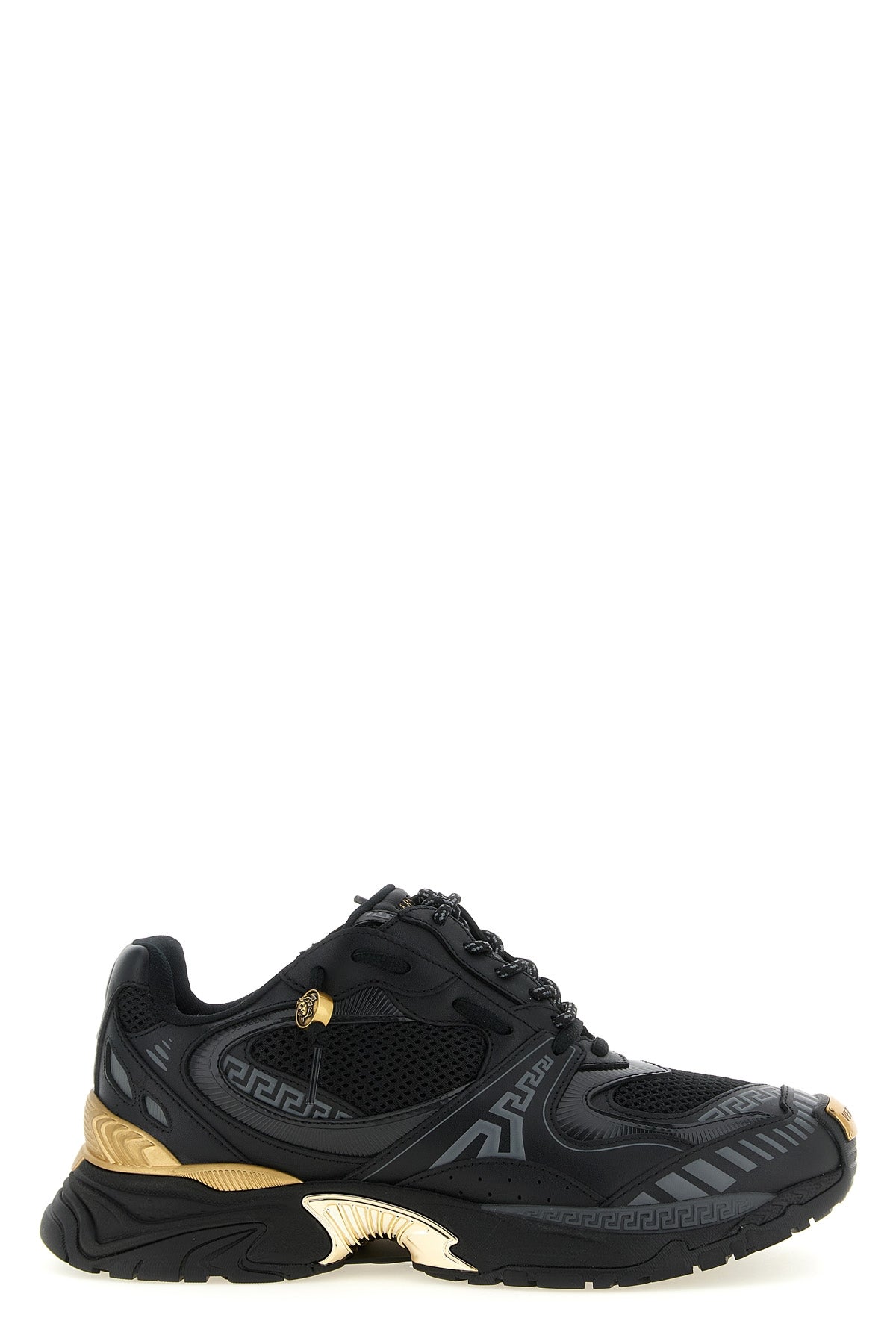 versace calf leather and technical fabric sneakers