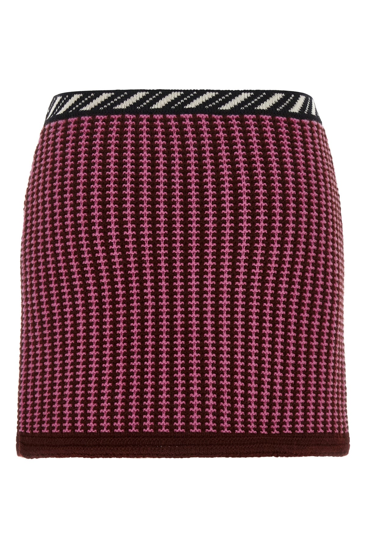 versaces crochet mini skirt defines a contemporary approach to knitwear