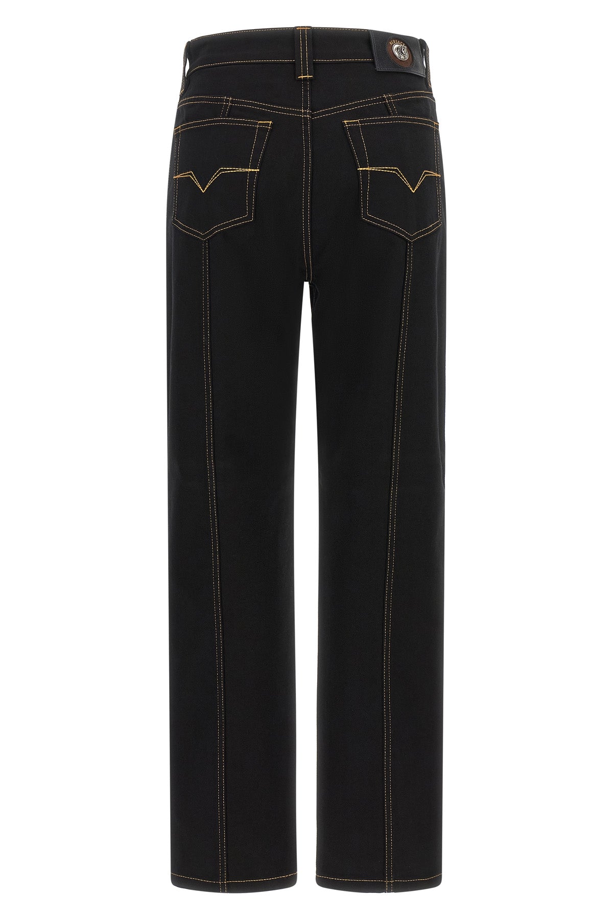 versace high-waisted jeans redefine casual aesthetics through rigorous tailored