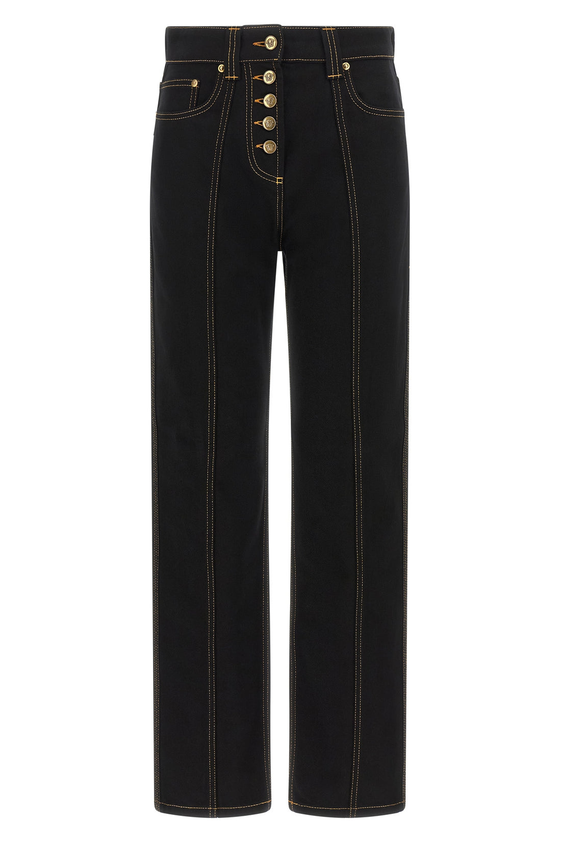 VERSACE 24 versace high-waisted jeans redefine casual aesthetics through rigorous tailored