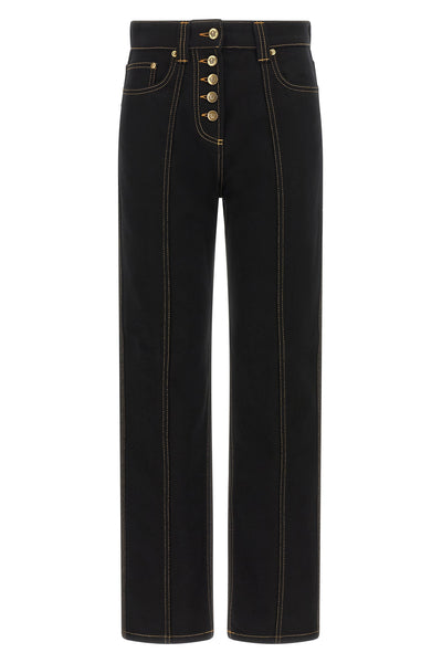 versace high-waisted jeans redefine casual aesthetics through rigorous tailored