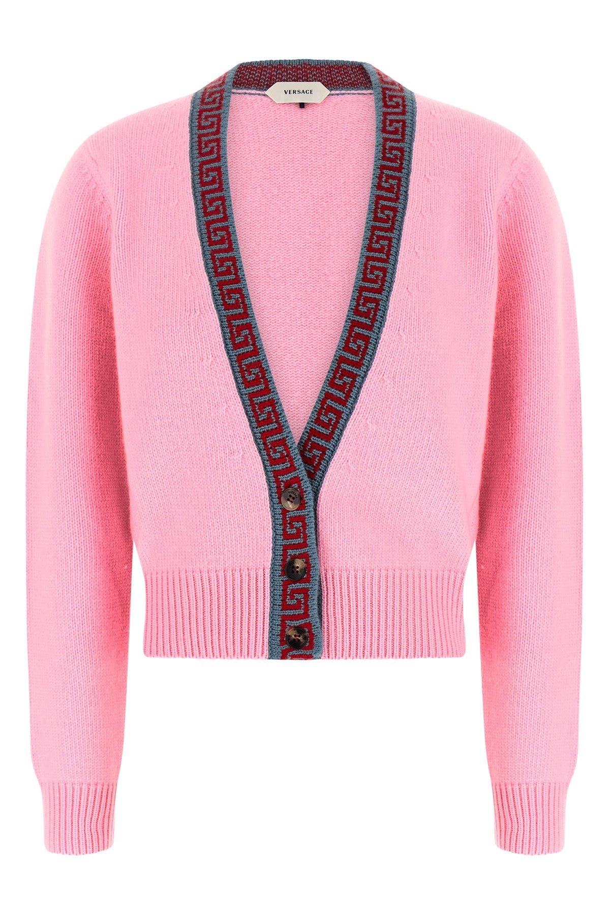 the versace cardigan redefines everyday knitwear through an essential design and