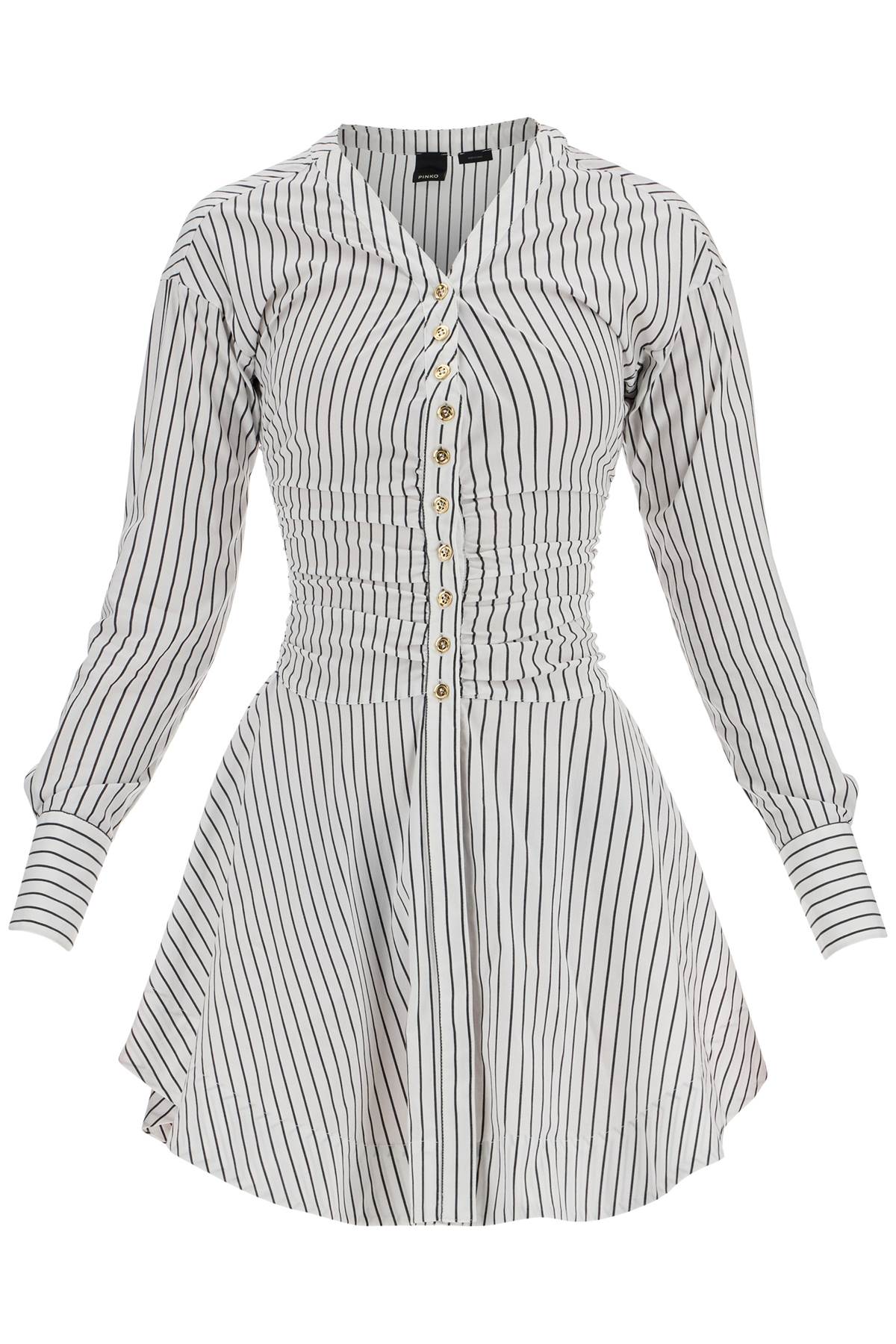 striped poplin mini dress with nine