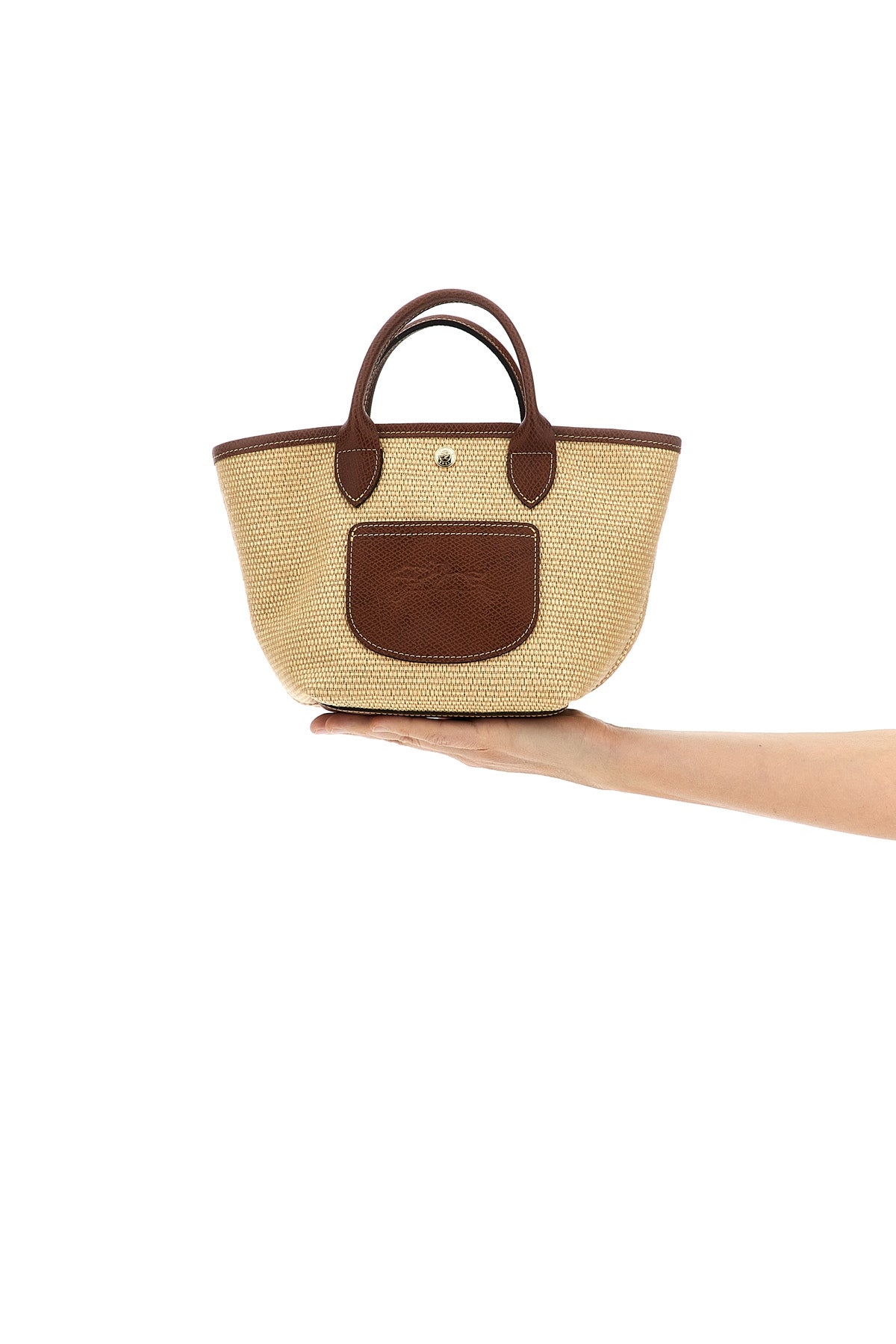 xs le pliage straw-effect canvas handbag