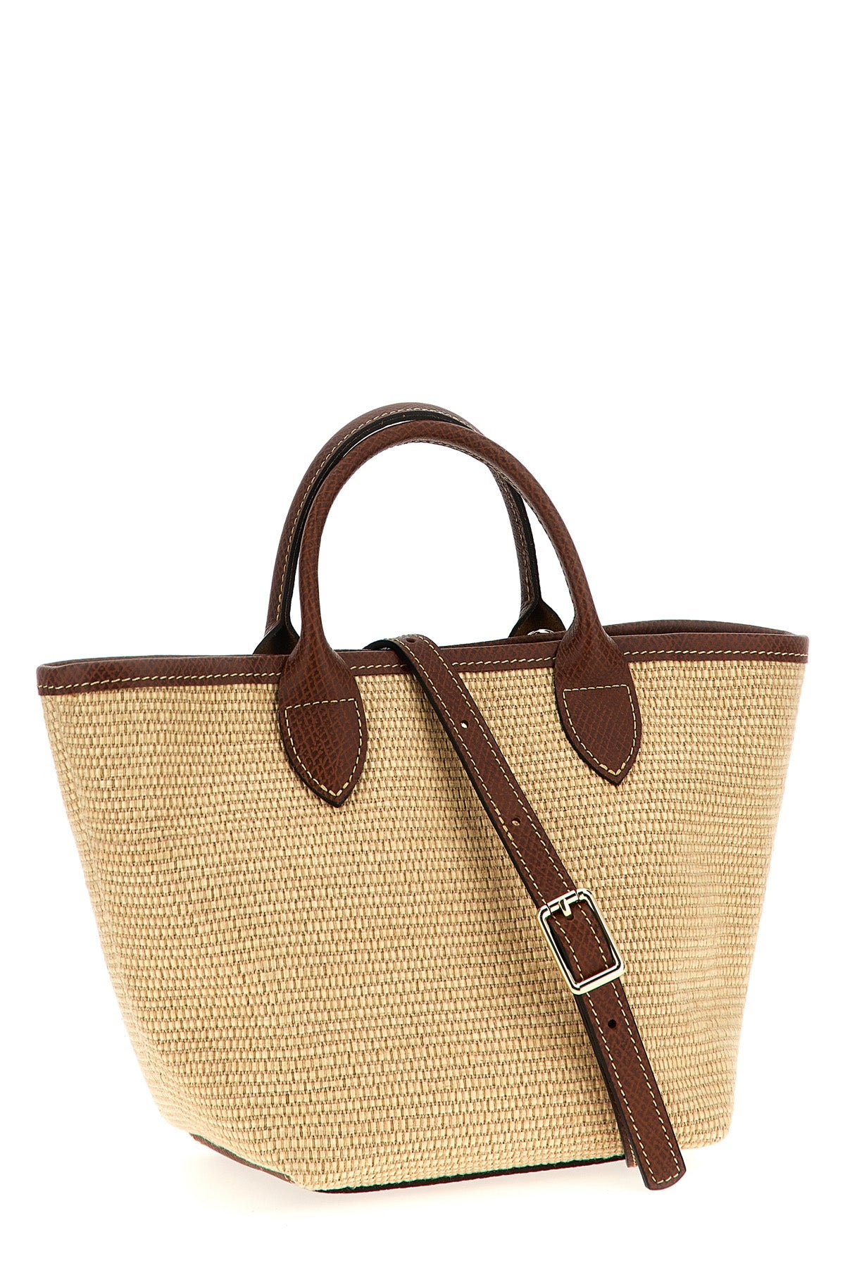 xs le pliage straw-effect canvas handbag