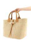 l le roseau shopping bag made from a single hand-woven raffia panel
