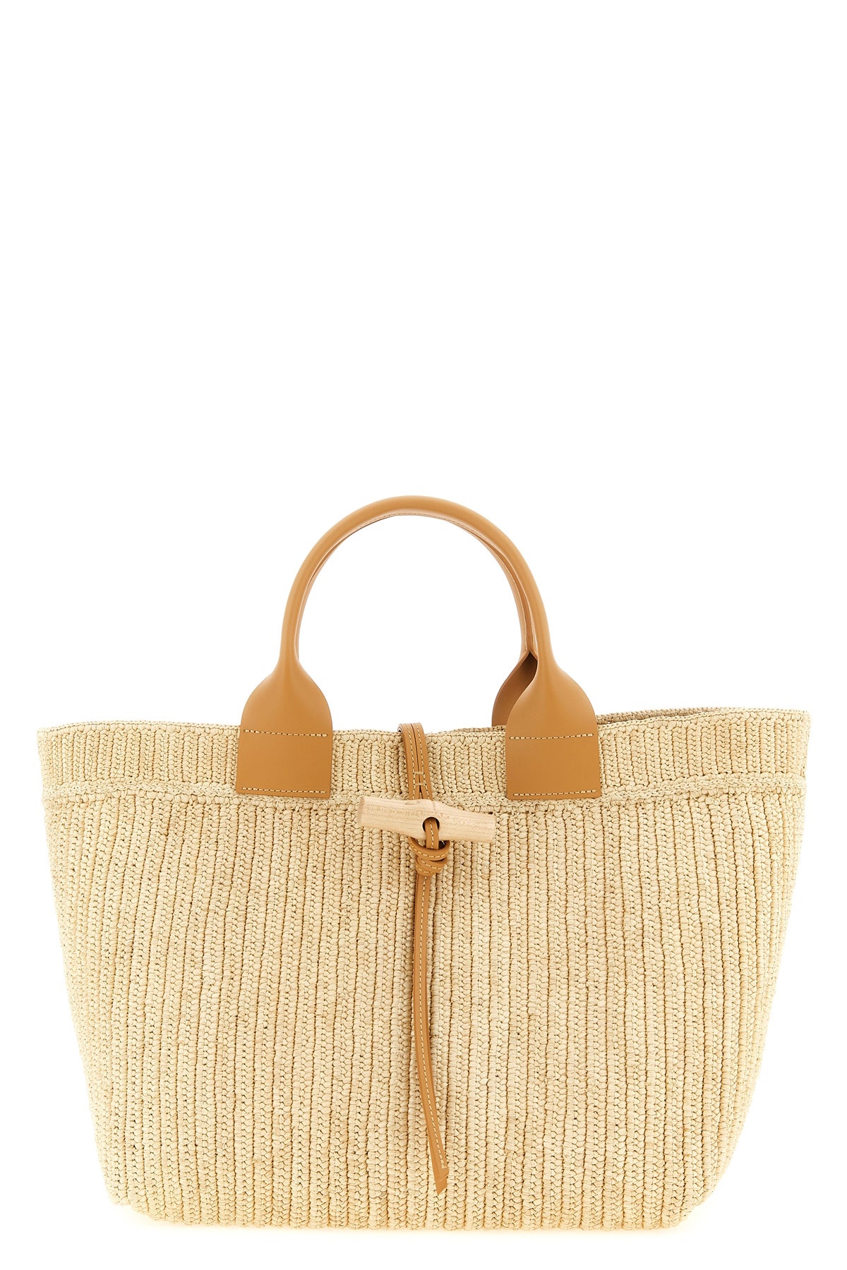l le roseau shopping bag made from a single hand-woven raffia panel