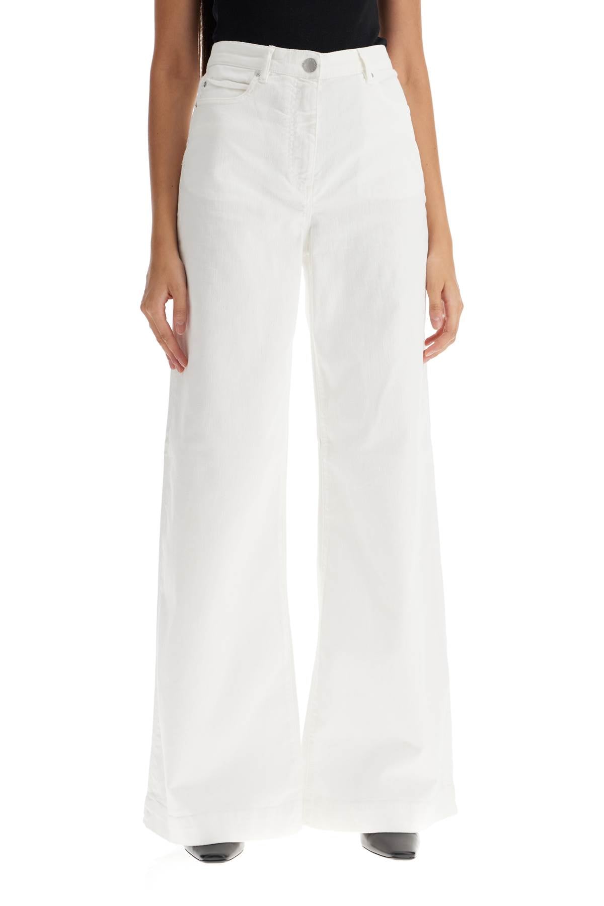 wide leg twill trousers in italian