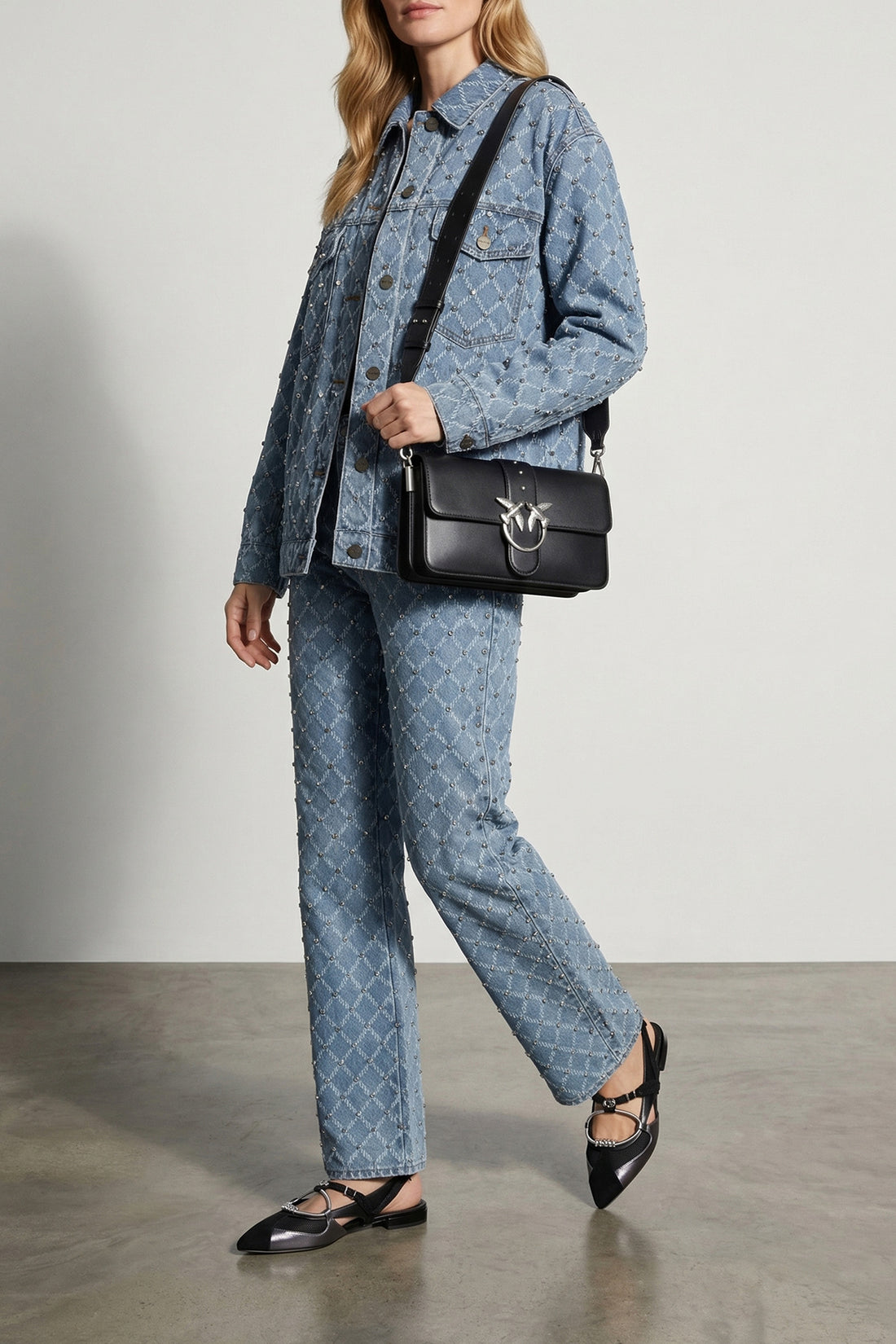 PINKO OS love slouchy classic shoulder bag in silky hand-leather