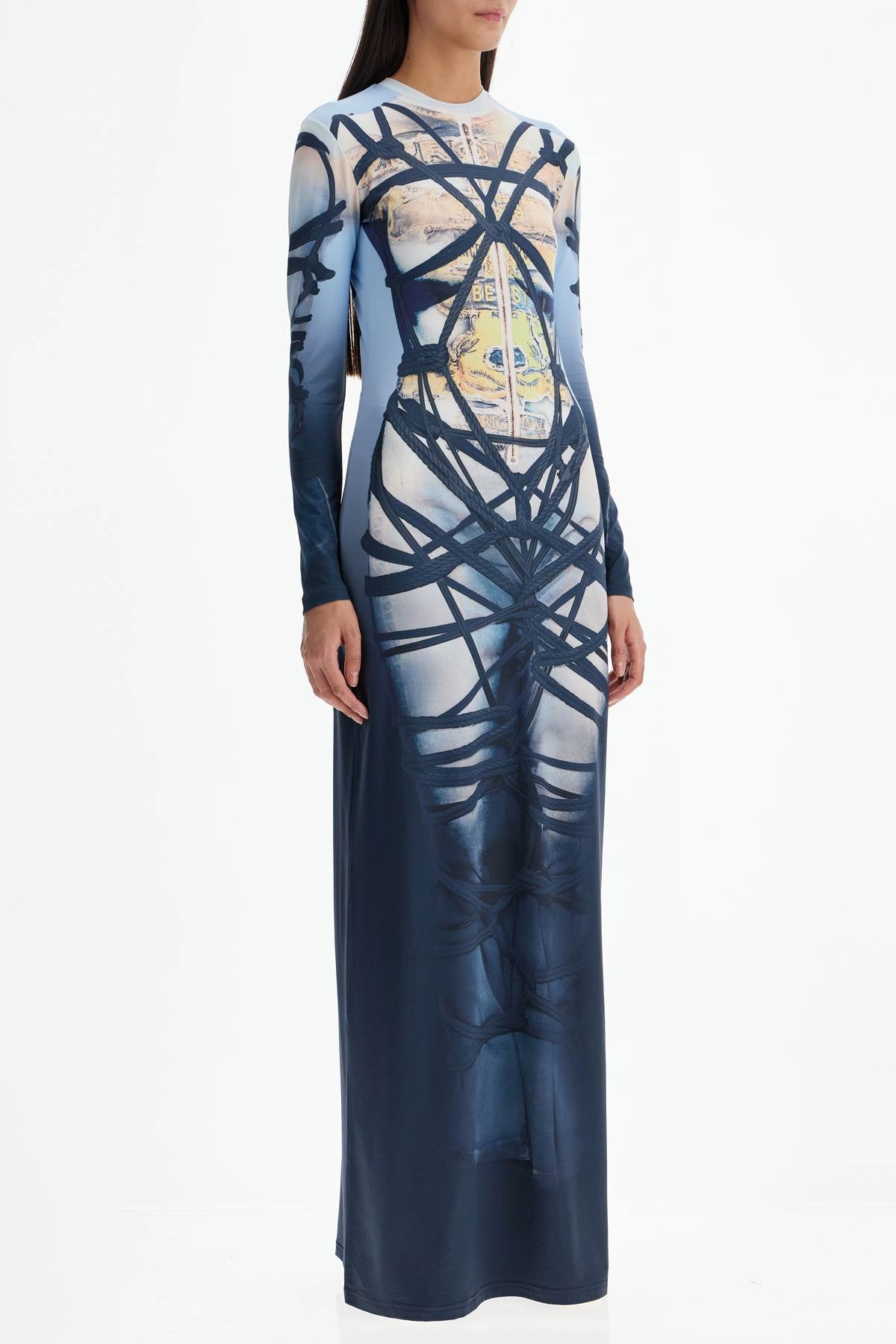 long bondage print dress