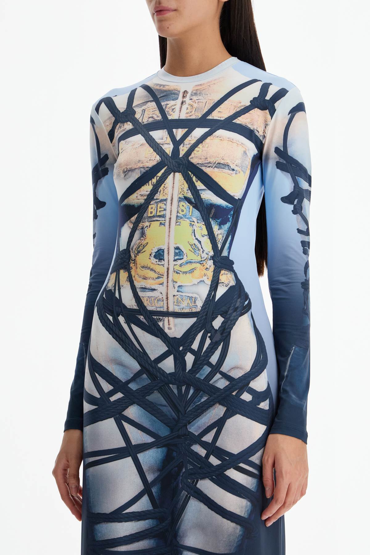 long bondage print dress