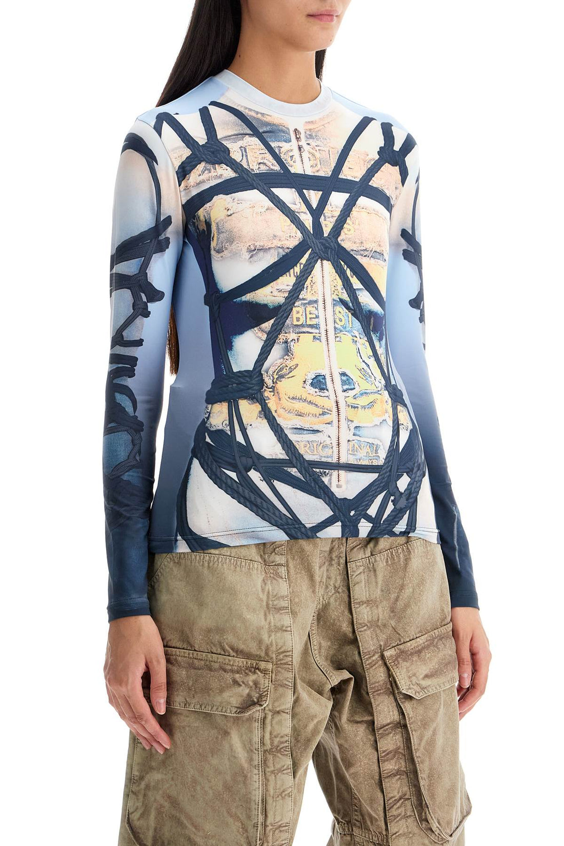 long-sleeved bondage print