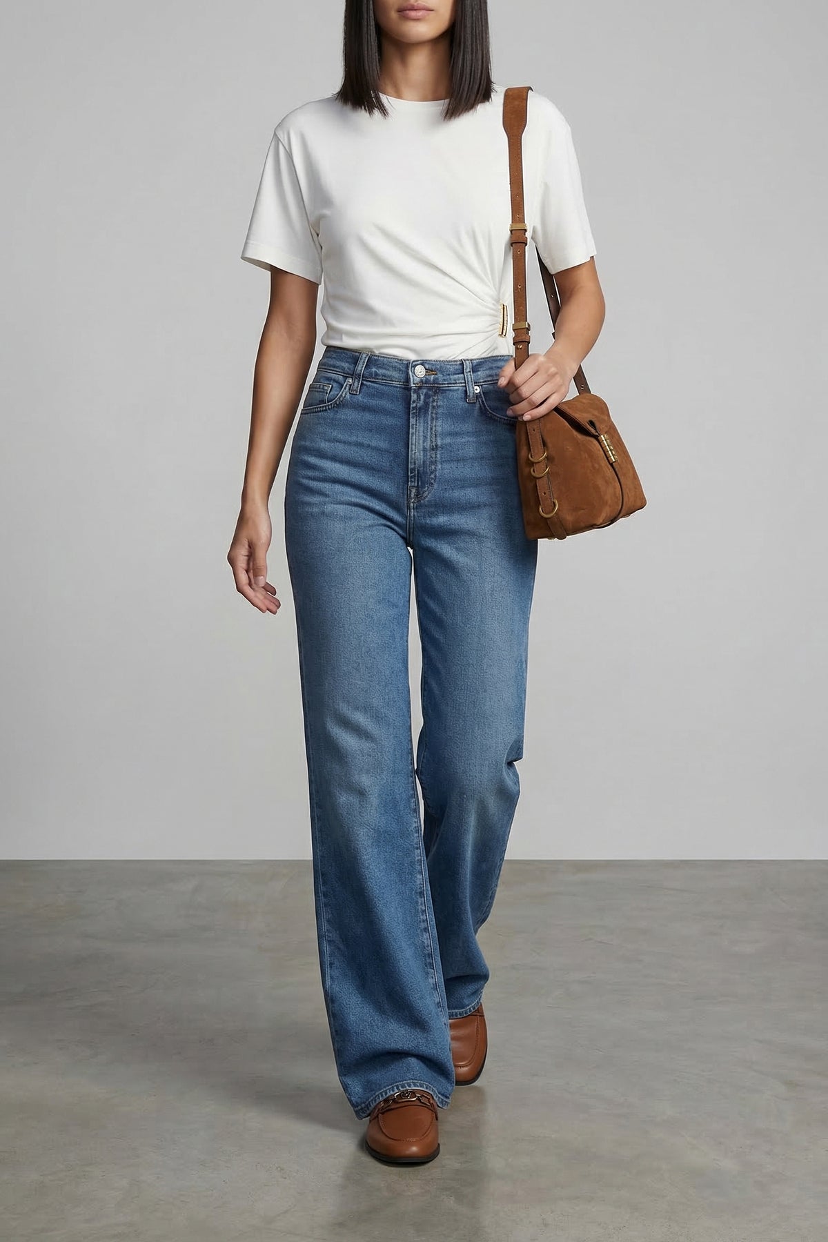 saddle horizontal suede shoulder bag