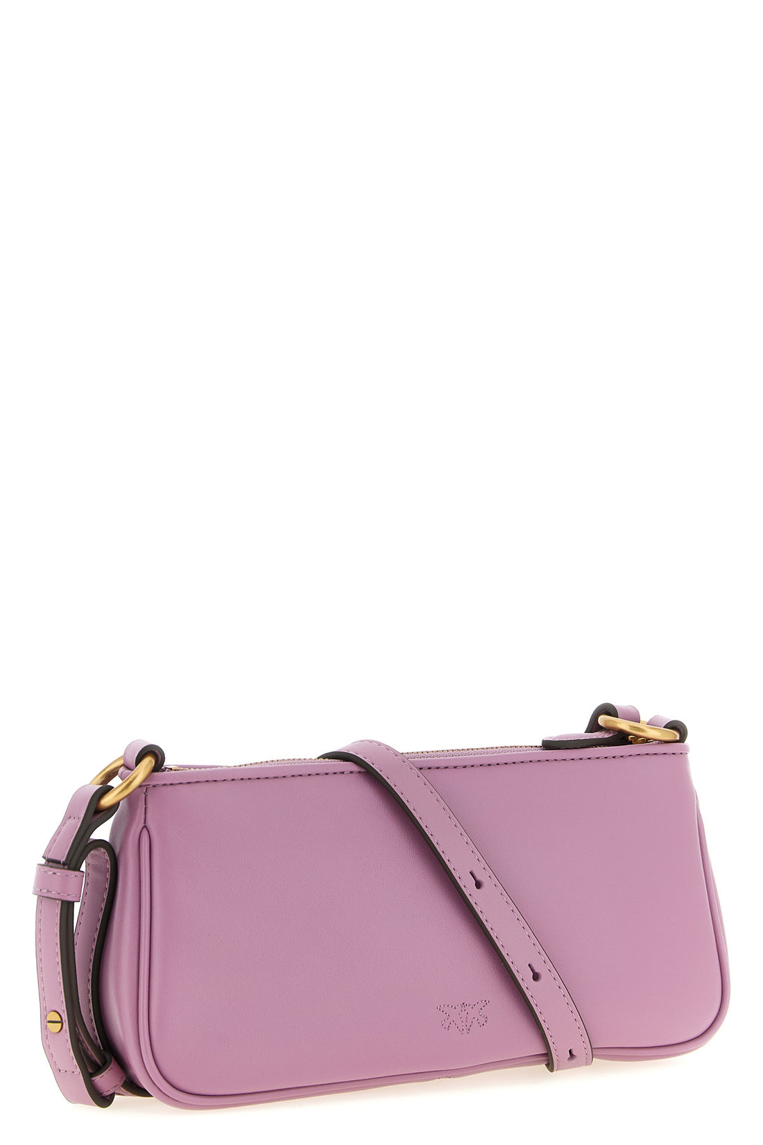 PINKO OS half moon baguette mini shoulder strap in silk hand-held leather