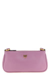 half moon baguette mini shoulder strap in silk hand-held leather