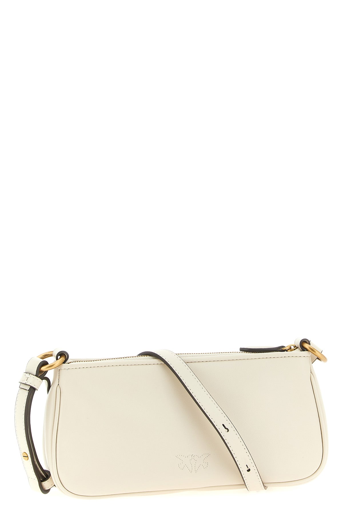 half moon mini shoulder strap in silk hand-held leather