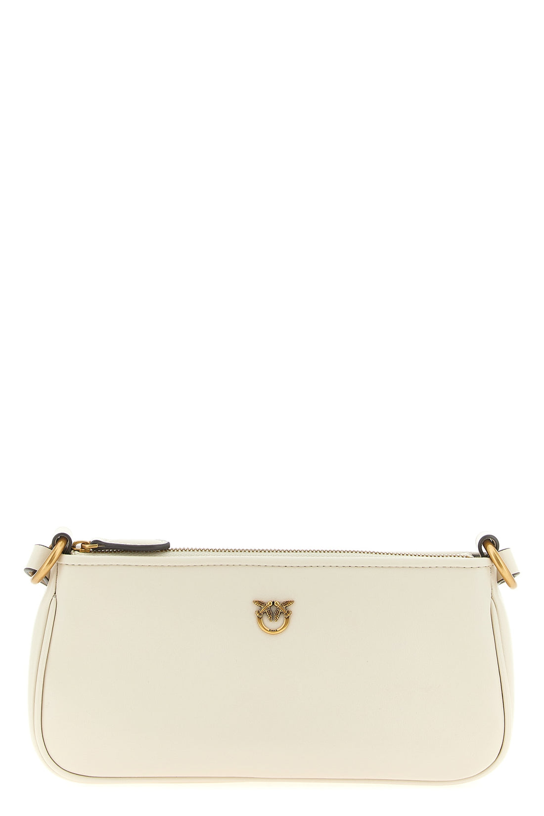 PINKO OS half moon mini shoulder strap in silk hand-held leather