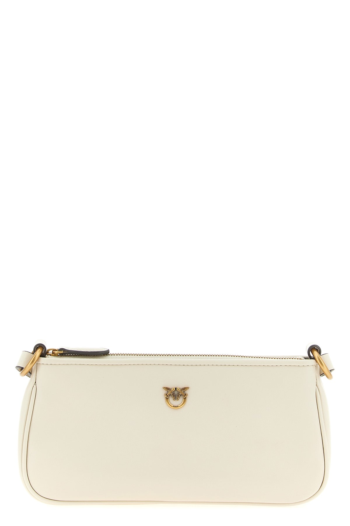 half moon mini shoulder strap in silk hand-held leather