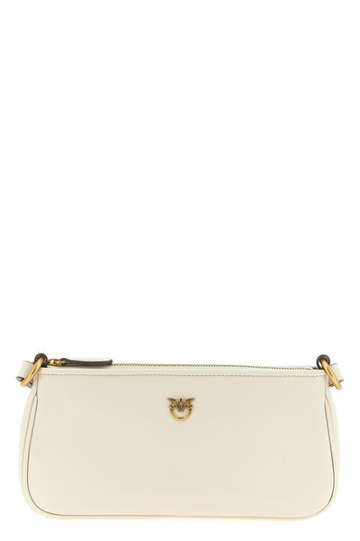 half moon mini shoulder strap in silk hand-held leather