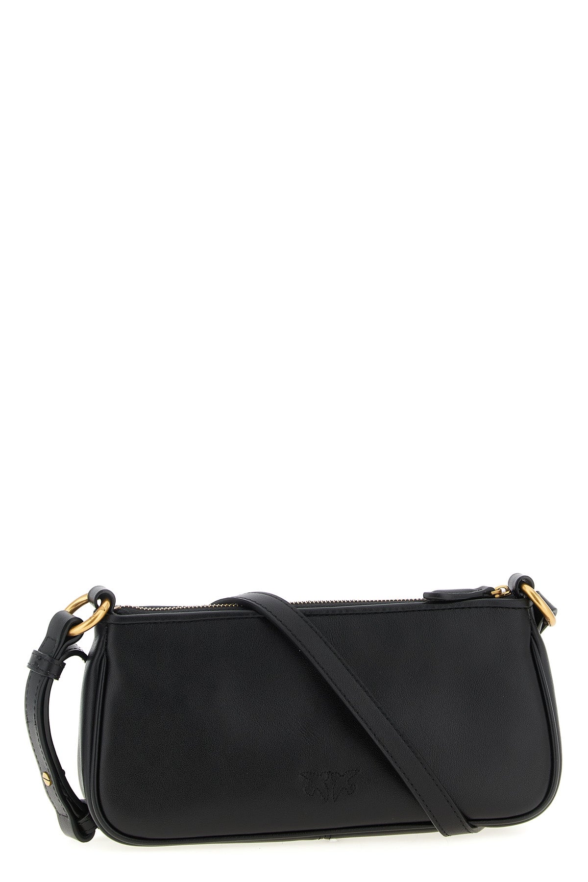 half moon baguette mini shoulder strap in silk hand-held leather