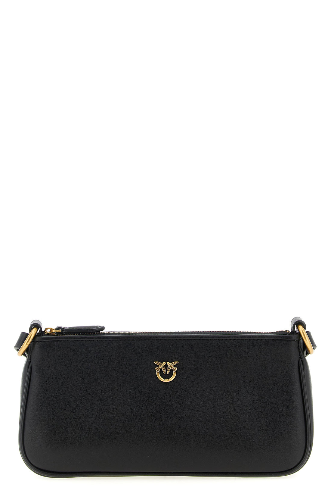 PINKO OS half moon baguette mini shoulder strap in silk hand-held leather