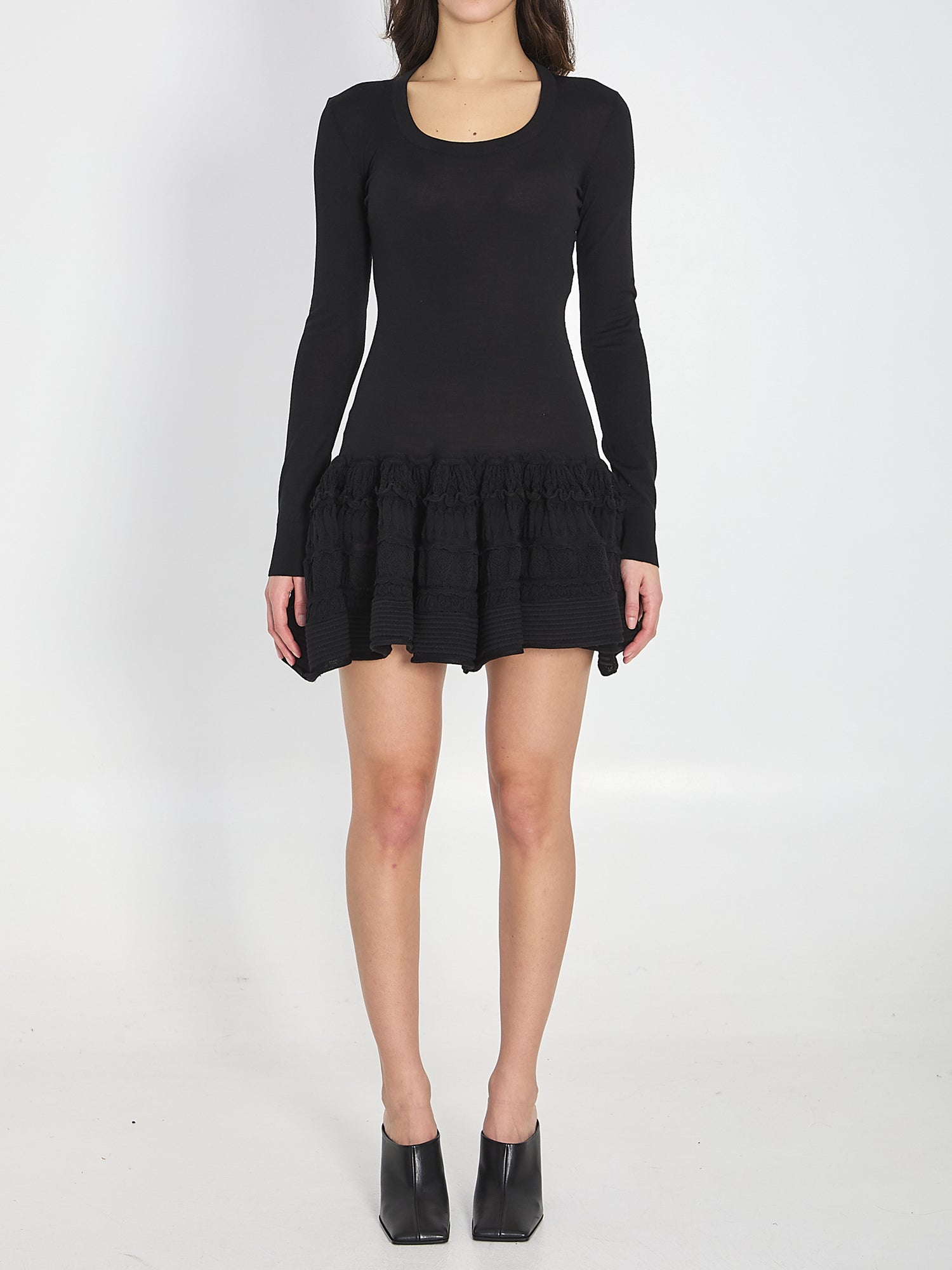 ALAIA 36 wool crinoline mini dress