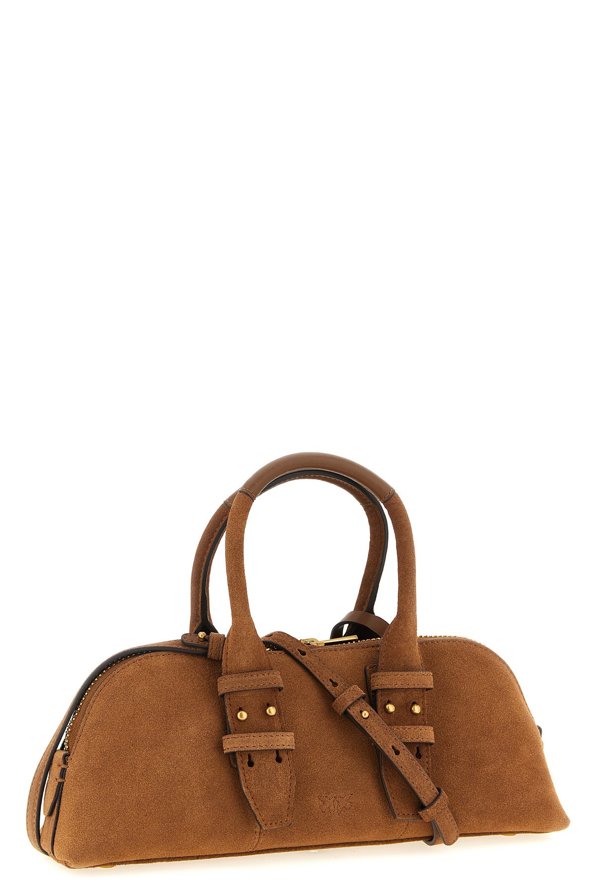 bowling baguette suede shoulder bag