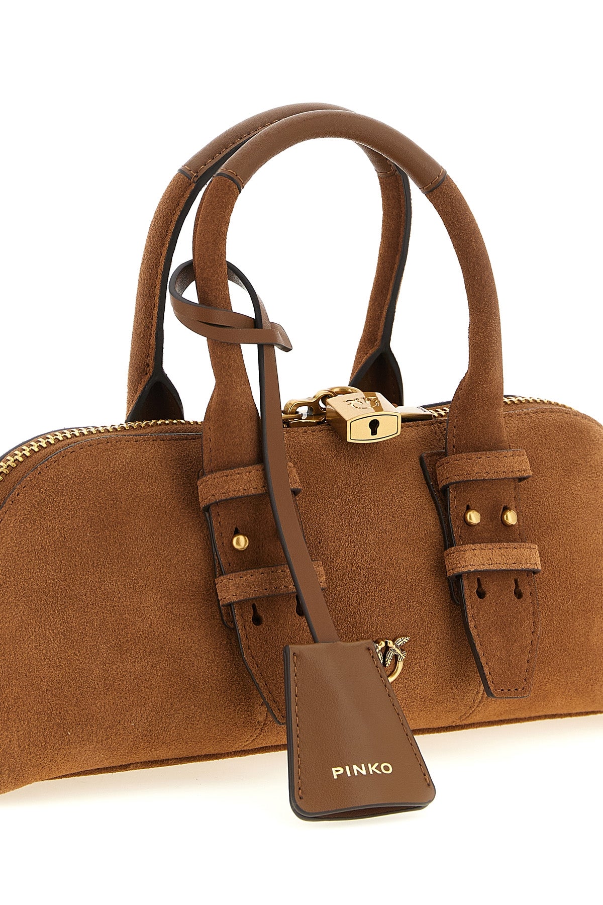 bowling baguette suede shoulder bag